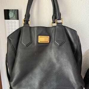 Marc Jacobs Black Tote Bag with Gold Accents